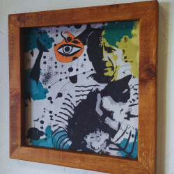 Fusão visual entre dois universos artísticos, criando uma peça moderna e expressiva.