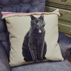 Capa de Almofada Gato Preto