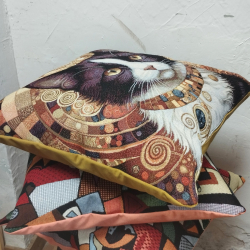 capa de almofada em tapeçaria gato klimt