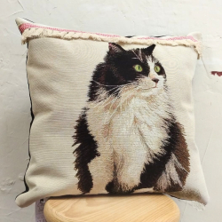 Almofada Decoratica Gato Preto em Tapeçaria